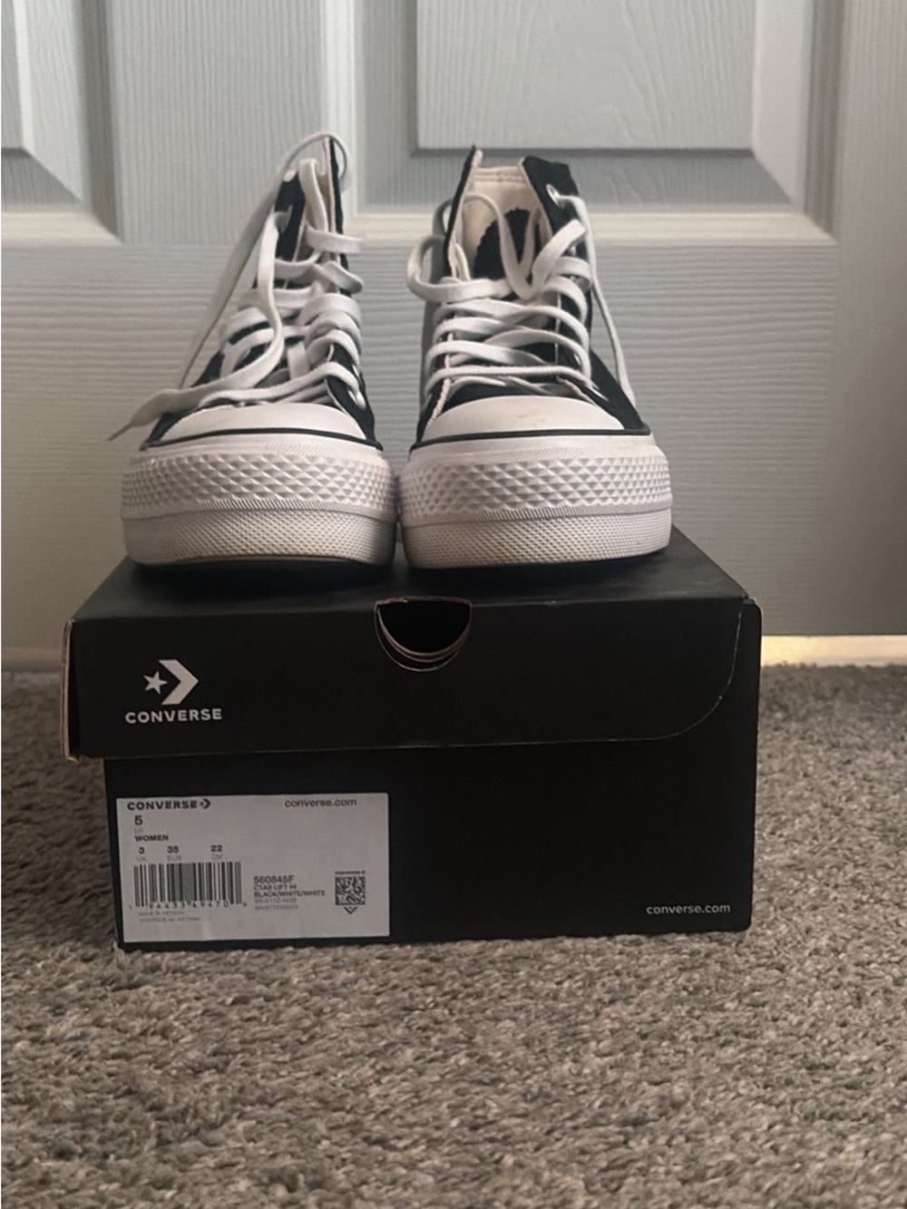 Converse Black and White High Top Platform Sneakers